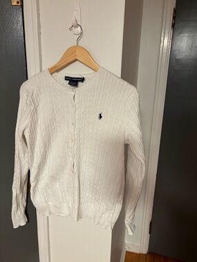 Ralph Lauren Sport Cream Cable Knit Button-Up Cardigan